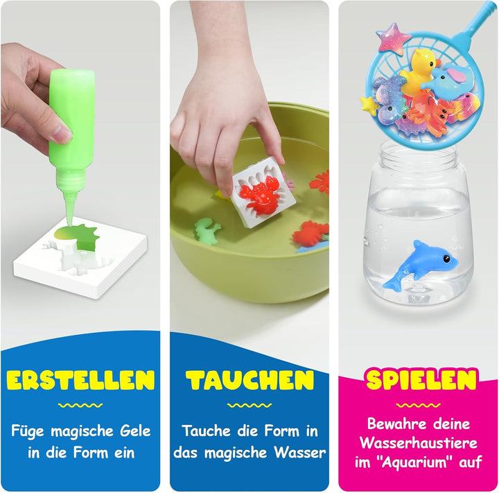 Magic Water Elf, Magisches Wasser Gel Spielzeug mit 10 Magischem Gel und 8 Formen, Bastelset Kinder