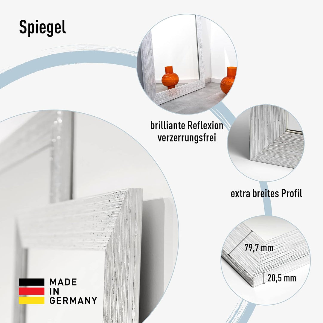 nielsen HOME Wandspiegel Chiara, Silber Weiss, ca. 50x70 cm Silver White 50 x 70 cm, Silver White 50