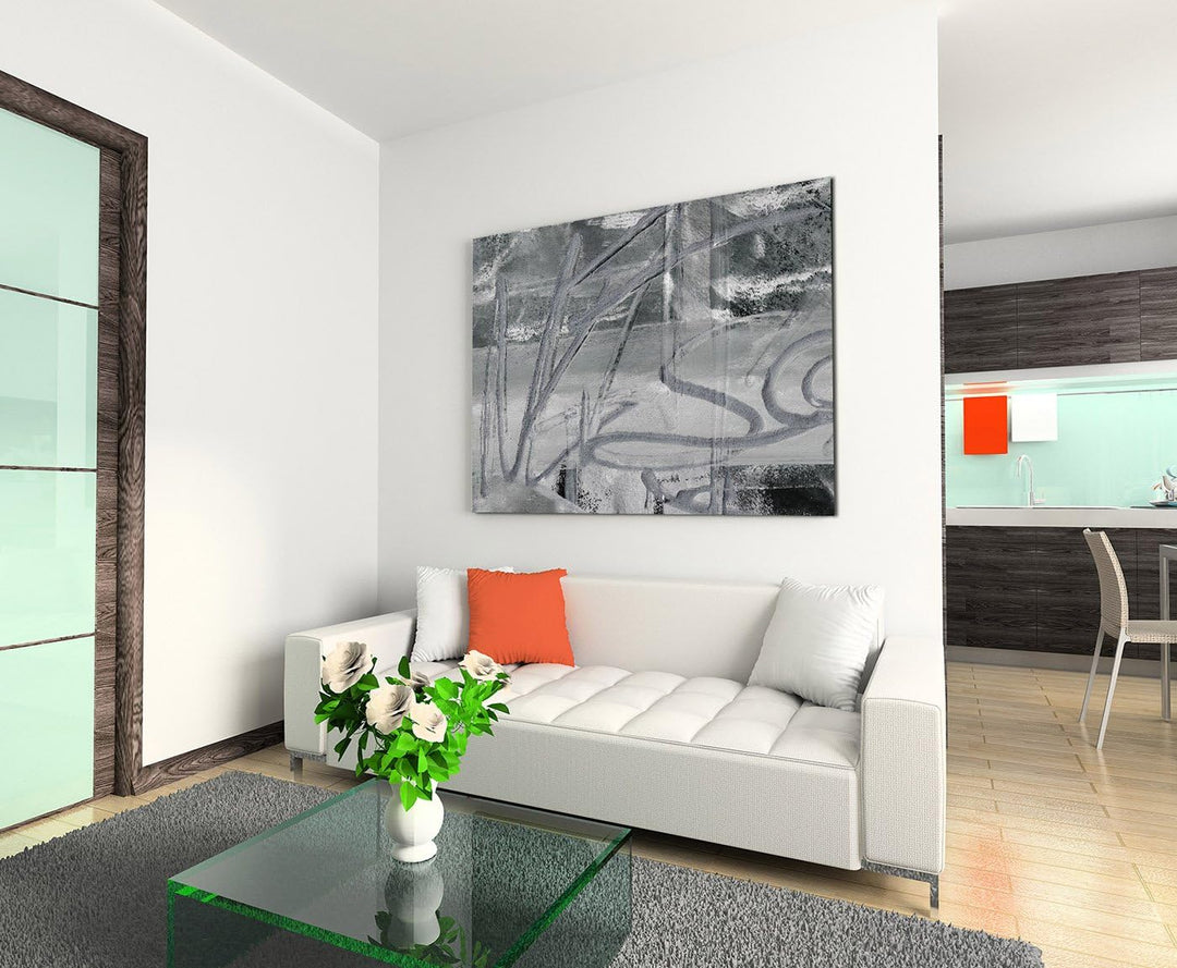 Paul Sinus Art 80x60cm Fotoleinwand Leinwanddruck Kunstdruck Wandbild schwarz weiss grau Schlieren