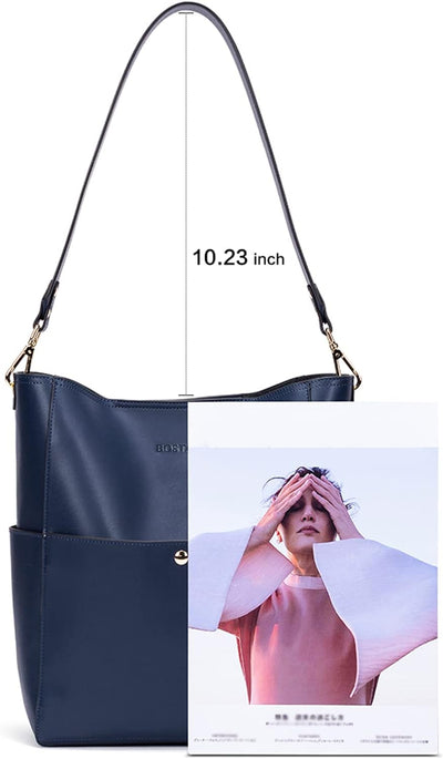 BOSTANTEN Leder Damen Handtasche Schultertasche Umhängetasche Designer Tasche Gross Dunkelblau, Dunk