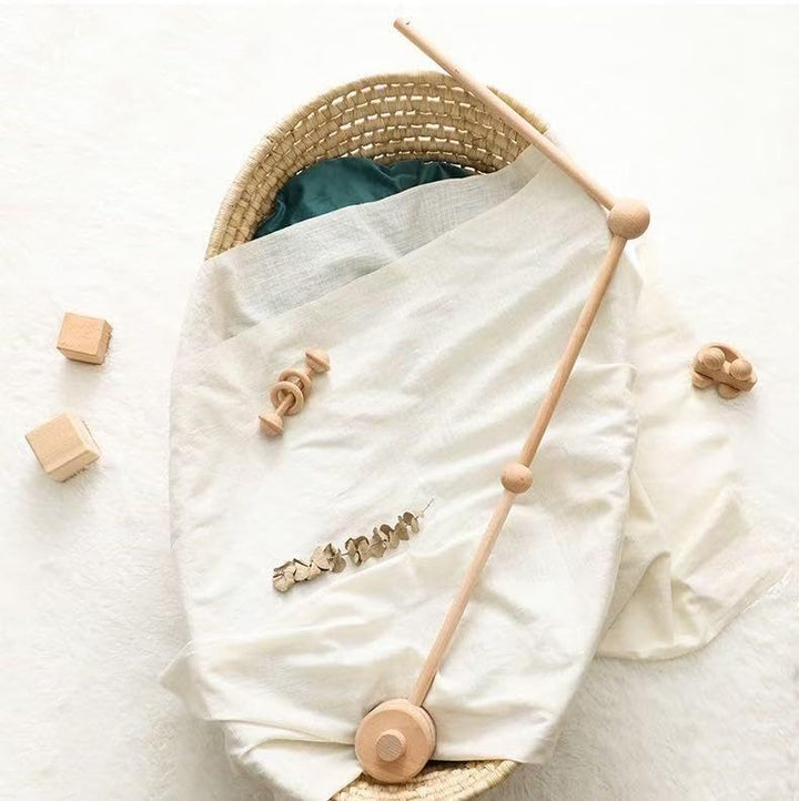 PandaEar Mobile Halterung aus Holz für Babybett & Wickeltisch – Mobile Arm aus Buchenholz mit rutsch