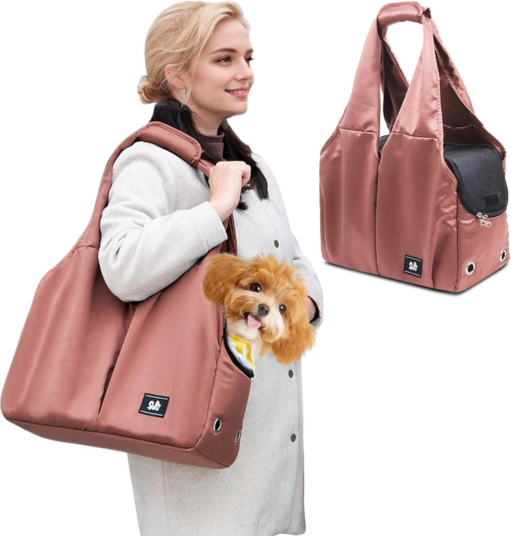 PETCUTE Hundetasche,Atmungsaktiv Katzentasche mit Stabile Matte,Haustiertragetasche Schultertasche m