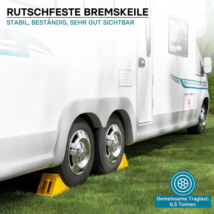 Wiltec Unterlegkeile Anhänger 2 Stück bis 6,5t Unterlegkeile LKW 470x200x230mm für Reifen bis 200mm