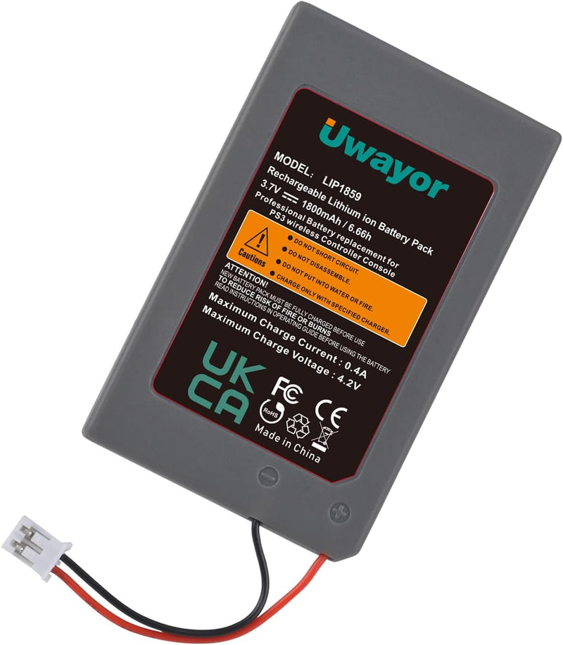 Uwayor LIP1359 Akku für PS3 Controller Akku PS3 Ersatz Akku 1800mAh für Sony Playstation 3 und Duals