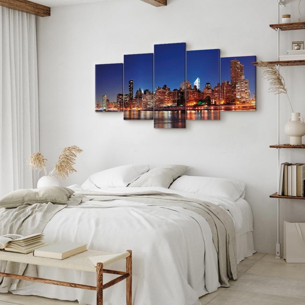 murando - Wandbilder XXL New York 225x112cm 5 tlg - Wand Deko Leinwand Bilder Gross Wanddeko Wohnzim