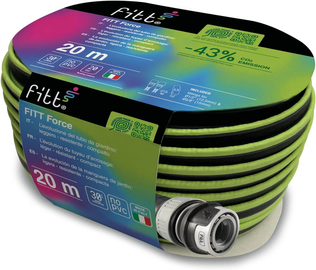 FITT Force 20 m, Wasserschlauch für den Garten zur Bewässerung, leicht, robust und kompakt, für Inte