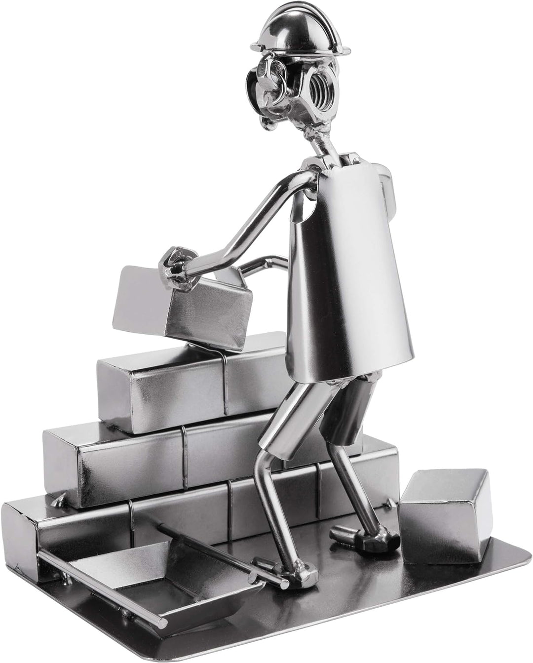 BRUBAKER Schraubenmännchen Maurer - Handarbeit Eisenfigur Metallmännchen - Metallfigur Geschenkidee