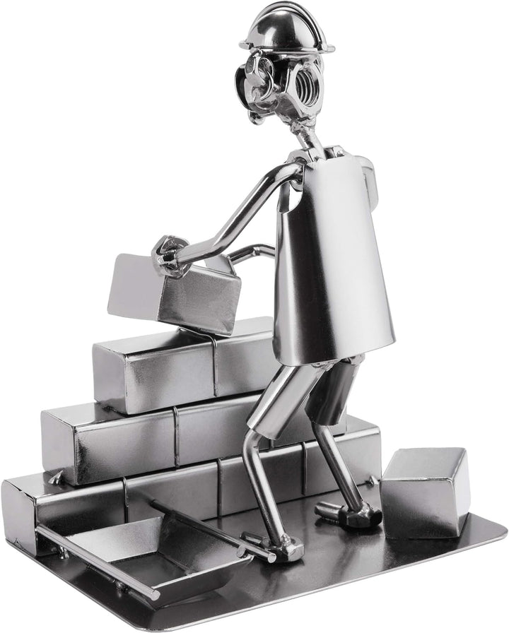 BRUBAKER Schraubenmännchen Maurer - Handarbeit Eisenfigur Metallmännchen - Metallfigur Geschenkidee