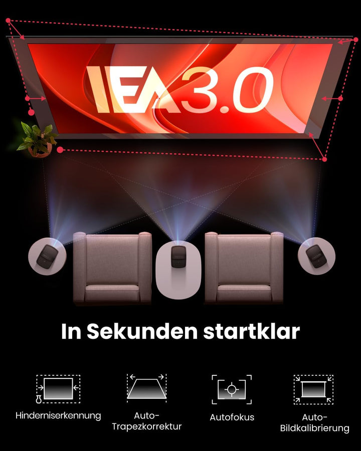 Nebula Anker Mars 3 Air Mini Beamer, 1080p, mit Google TV, Smart, WLAN Projektor, Tragbarer Projekto