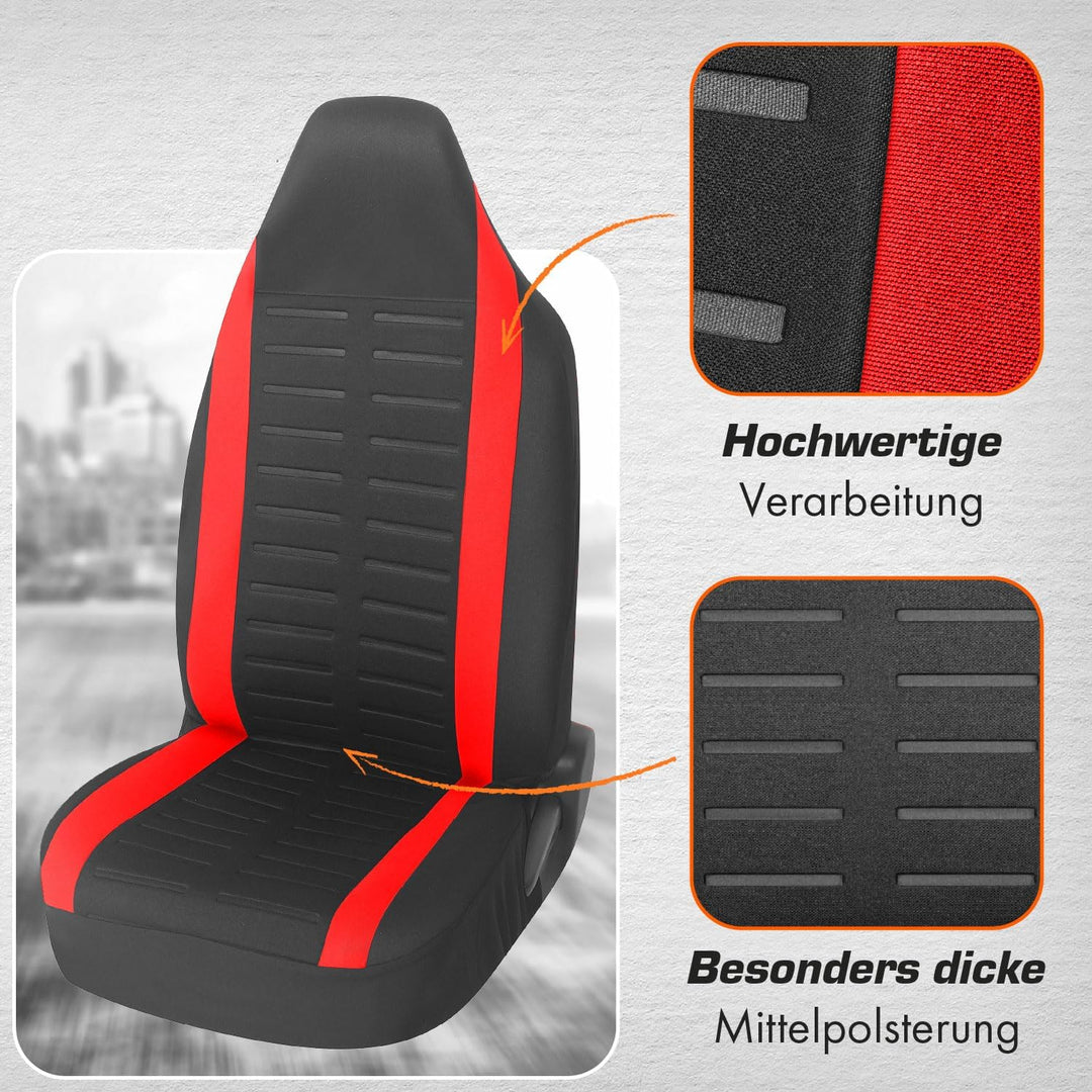 Upgrade4cars Autositzbezüge Set für Pilotensitze | Autositzbezug Komplettset in Rot | Autoschonbezüg