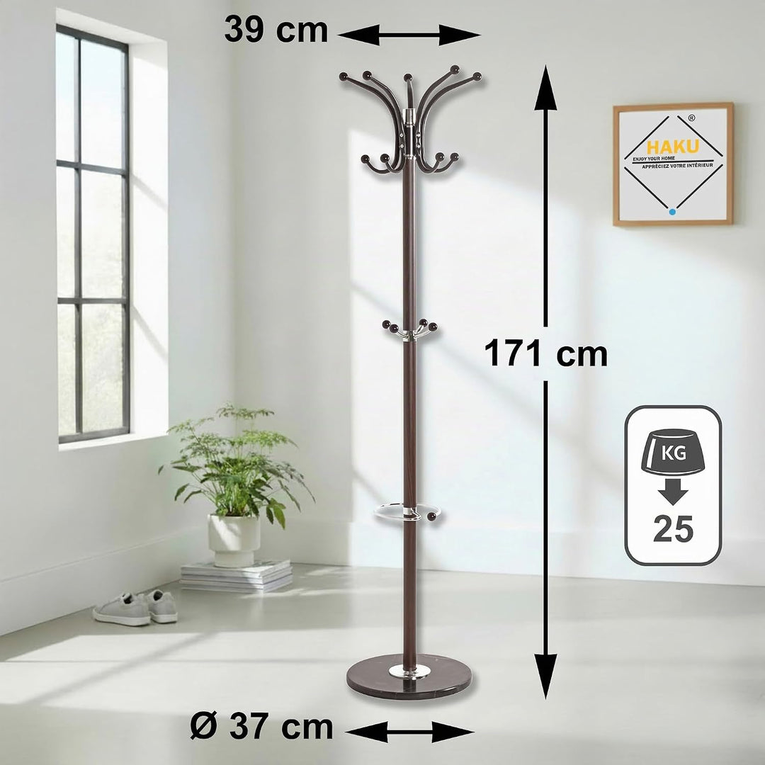 HAKU Möbel Garderobenständer braun, chrom, Marmor, Metall - Masse: H 171 cm x Ø 39 cm, Style: Modern