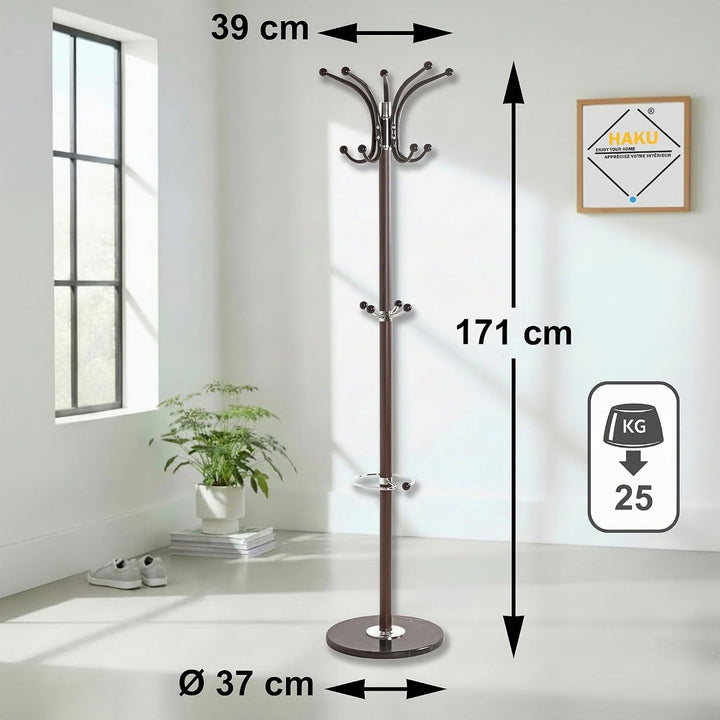 HAKU Möbel Garderobenständer braun, chrom, Marmor, Metall - Masse: H 171 cm x Ø 39 cm, Style: Modern