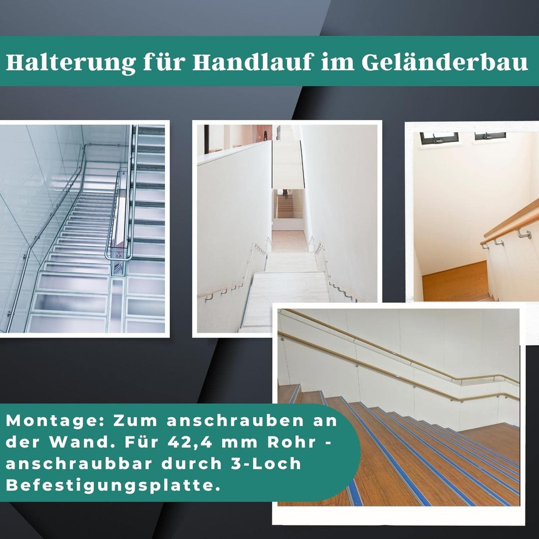PRIOstahl Handlaufhalter Handlauf Wandhalter Handlaufstütze - 4 x Handlaufträger an die Wand für 42,