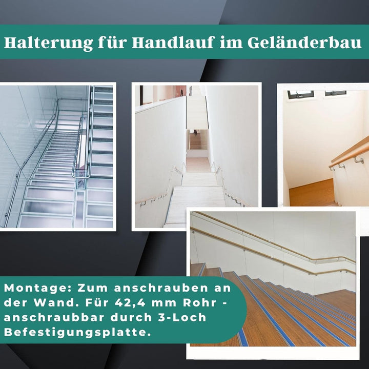 PRIOstahl Handlaufhalter Handlauf Wandhalter Handlaufstütze - 4 x Handlaufträger an die Wand für 42,