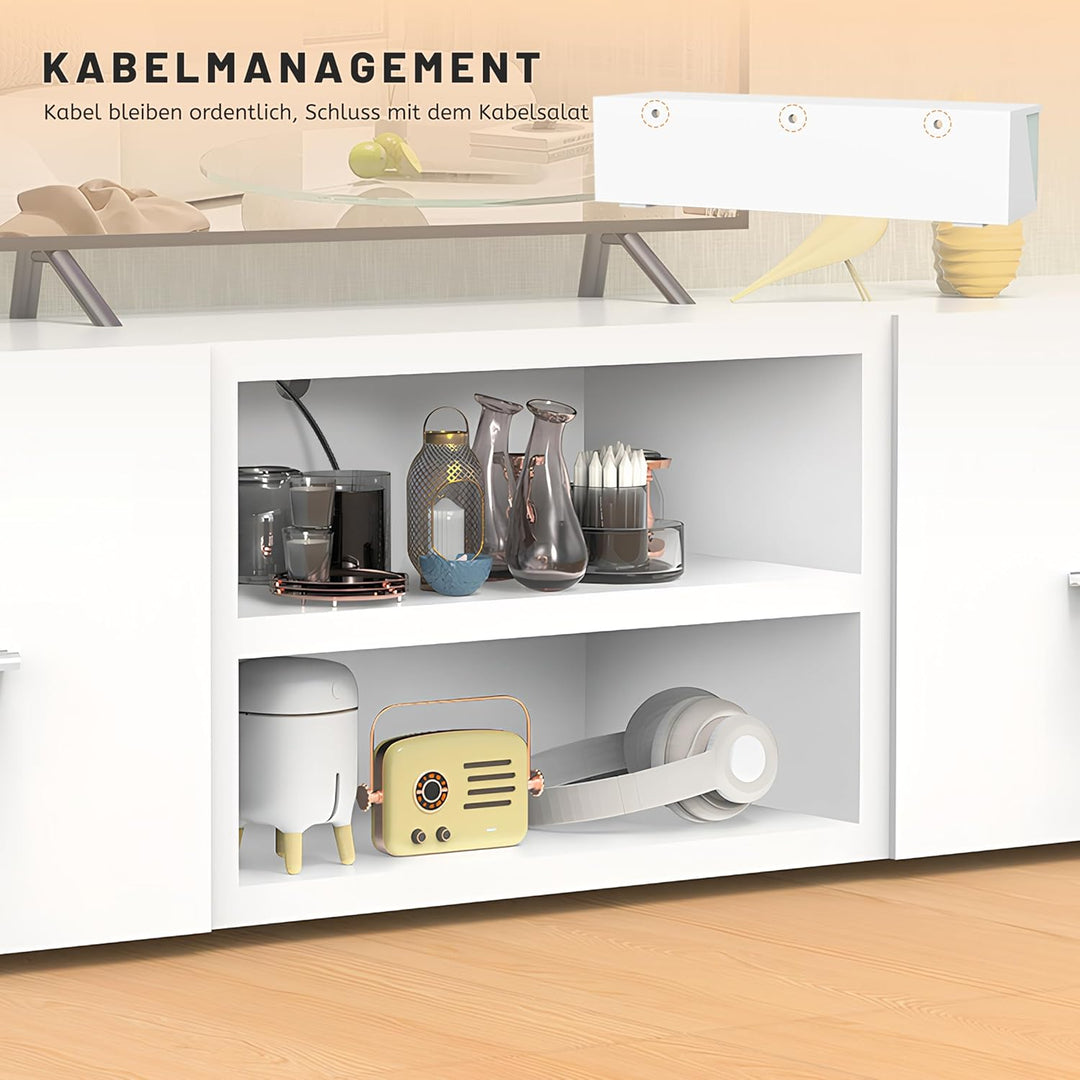 LED TV Schrank mit Beleuchtung LED TV-Ständer mit Aufbewahrung, Regal für Wohnzimmer Farben RGB Fern