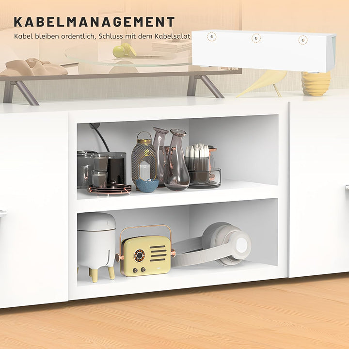 LED TV Schrank mit Beleuchtung LED TV-Ständer mit Aufbewahrung, Regal für Wohnzimmer Farben RGB Fern
