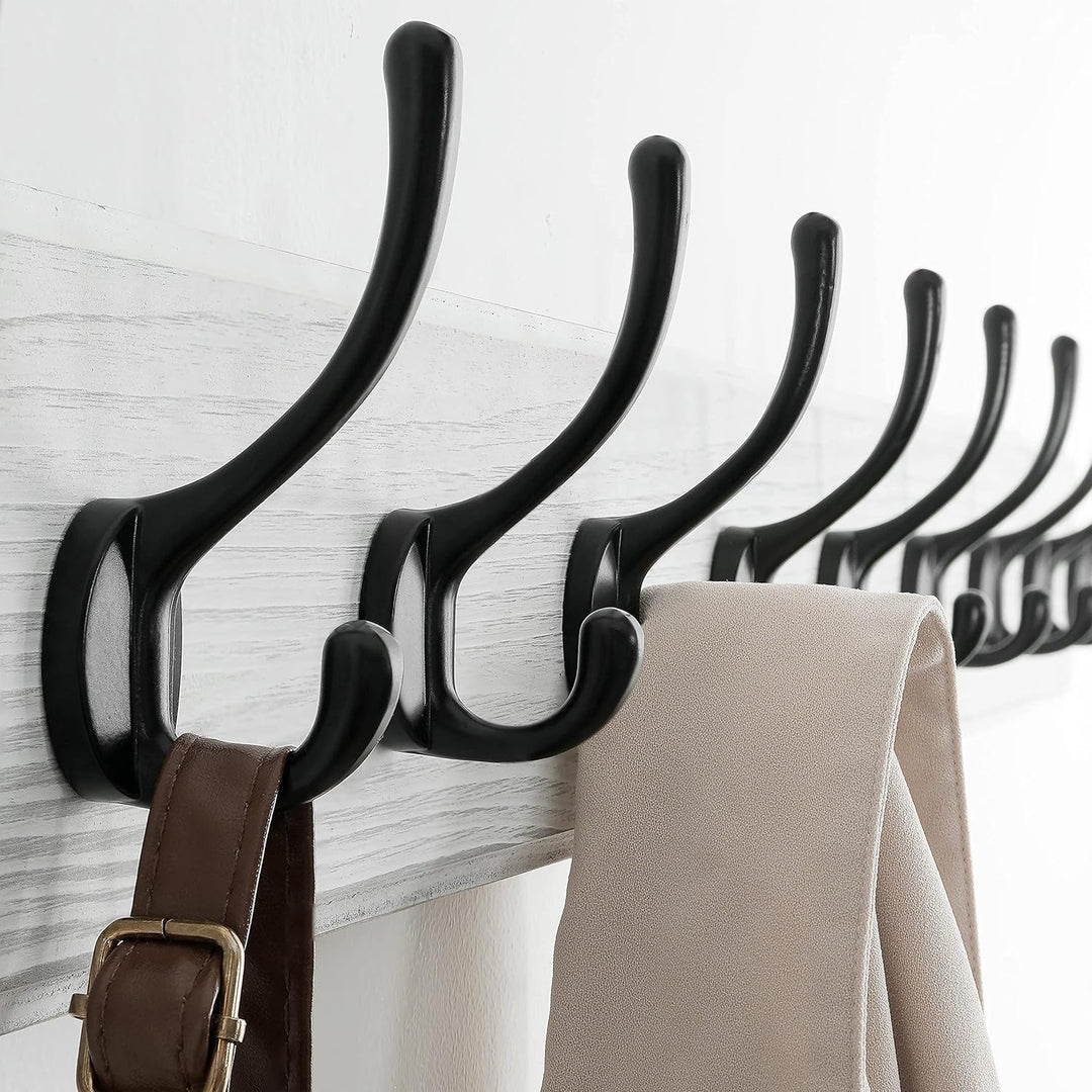 SKOLOO Bauernhaus-Stil Wand-Kleiderhaken, 2er-Pack, Kiefer Massivholz Garderobenständer - 10 Haken z