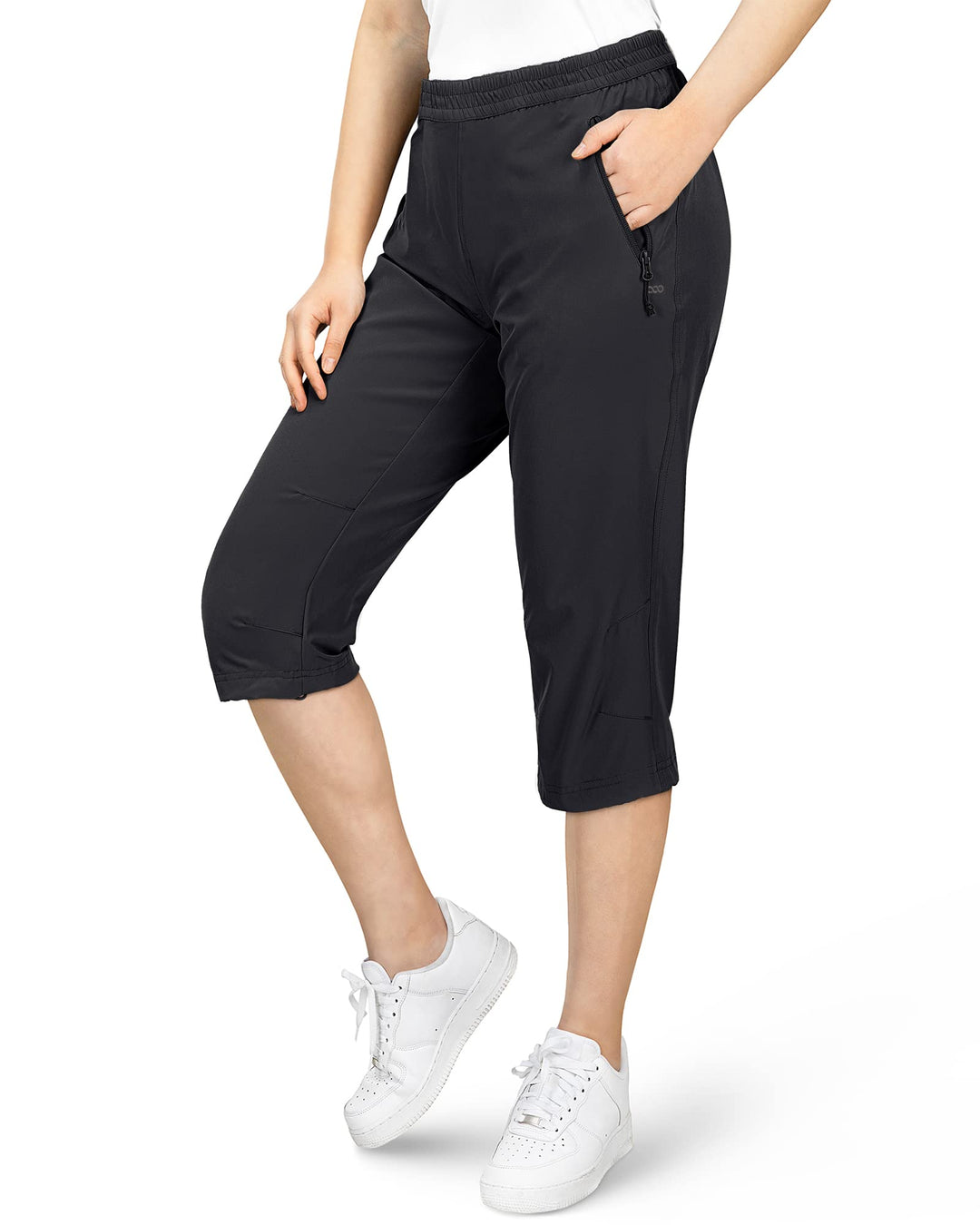 33,000ft Damen 3/4 Hose Capri Wanderhose Stretch Leichte Radhose Taschen Sommer Outdoor Golf Hose 36