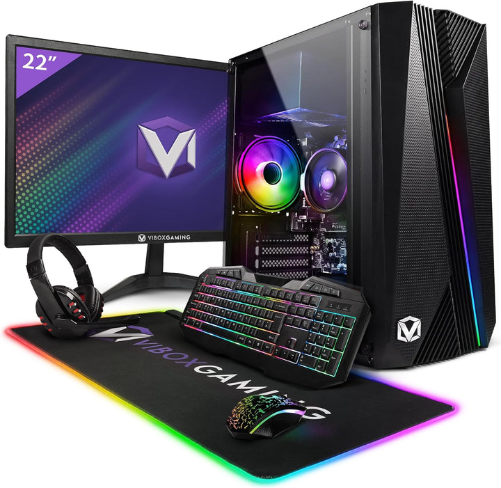 Vibox VI-132 Gaming PC Set Komplett • Monitor 22 Zoll • AMD Ryzen 3 3200G 4,0GHz • Radeon Vega 8 • 1