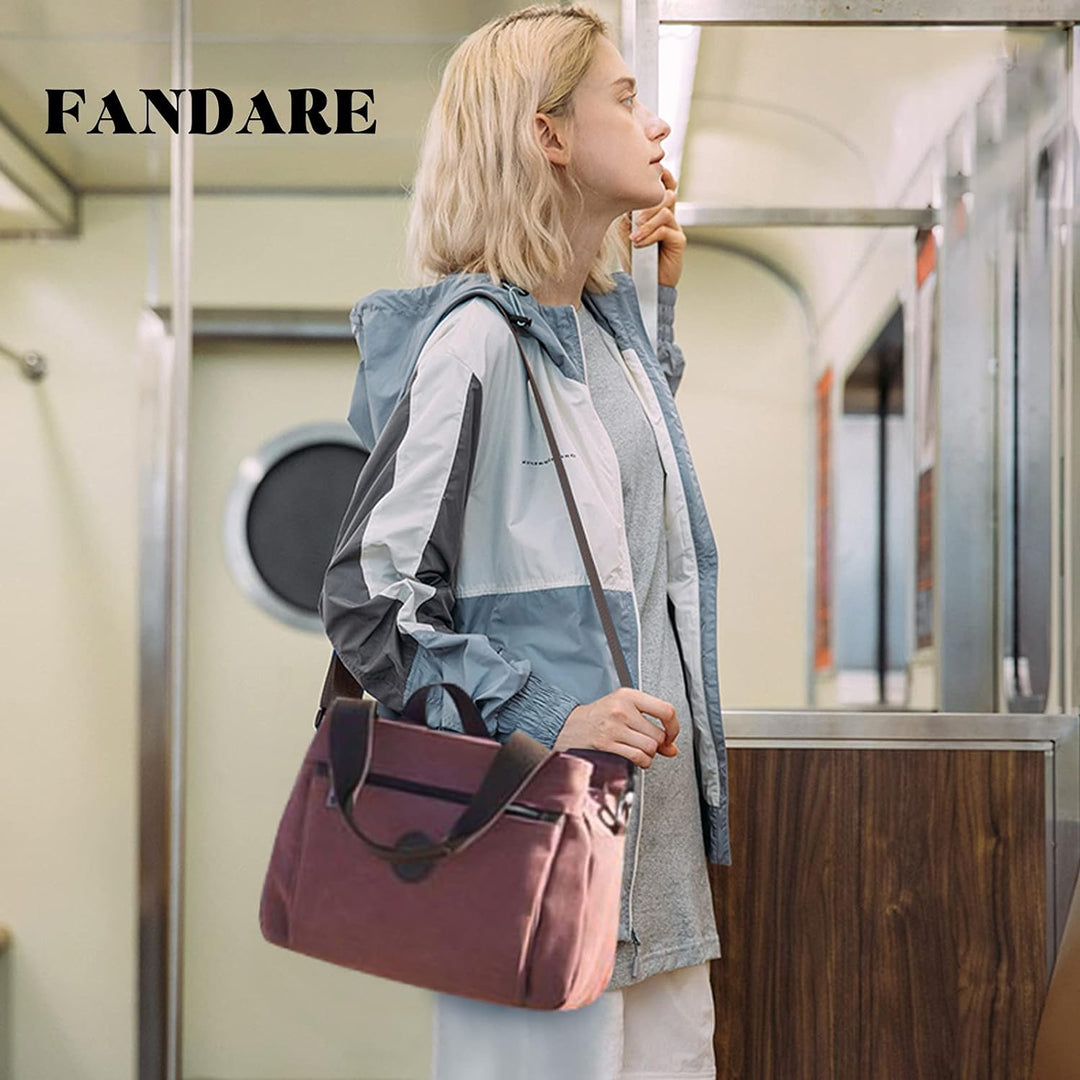 FANDARE Retro Handtaschen Leinwand Schultertasche Damen Umhängetasche Frauen Crossbody Messenger Bag