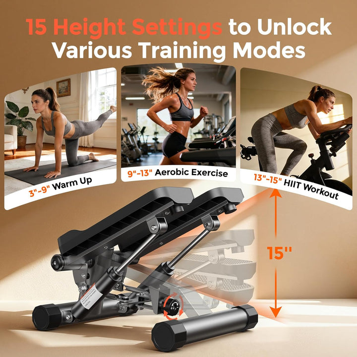 Sportsroyals Exercise Stair Stepper für Zuhause – Up-Down Swing Stepper mit Power Ropes for Bein/Arm