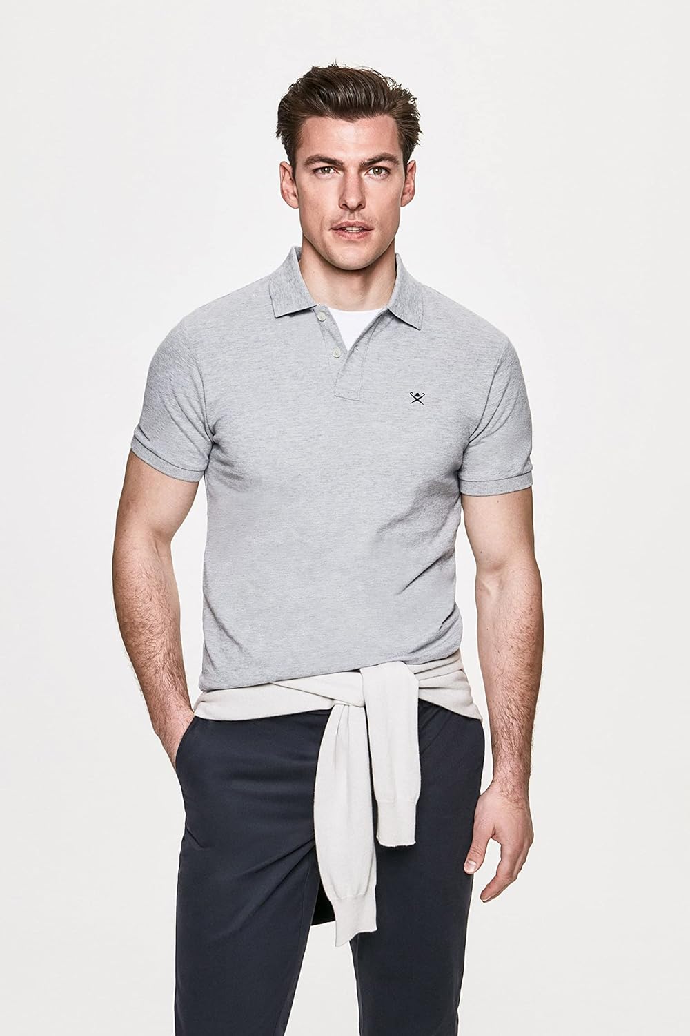Hackett London Herren Slim Fit Logo Polo Shirt S Grey (Light Grey), S Grey (Light Grey)