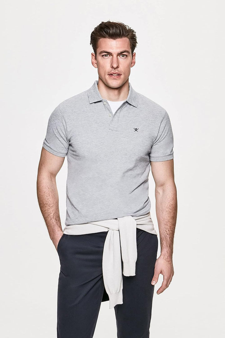Hackett London Herren Slim Fit Logo Polo Shirt S Grey (Light Grey), S Grey (Light Grey)