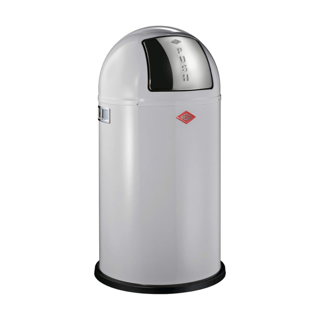Wesco Pushboy Mülleimer in der Farbe grau, pulverbeschichtetes Stahlblech, 50 Liter Volumen, grosse