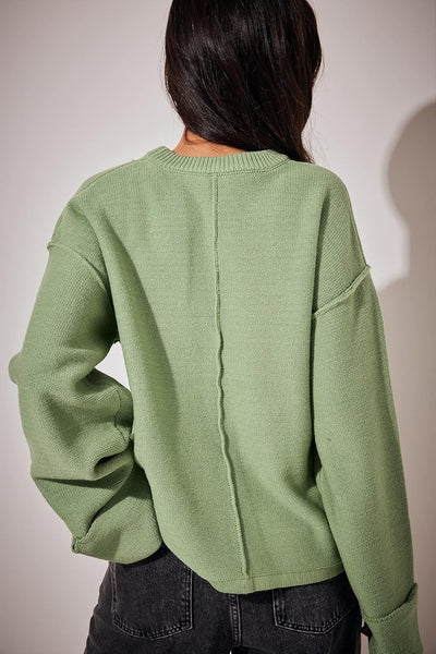 NA-KD Damen Gefaltete Ärmel Strickpullover Pullover XS Jade, XS Jade