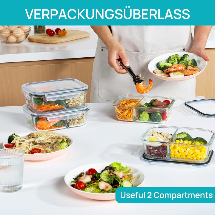 Vtopmart 5er 33oz GlasbehäLter mit Deckel, Meal Prep Boxen Glas, Frischhaltedosen Glas mit Deckel fü