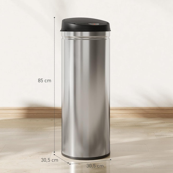 HOMCOM Mülleimer mit Sensor 50L Edelstahl Automatischer Leiser Mülleimer mit Soft-Close-Deckel, Bewe