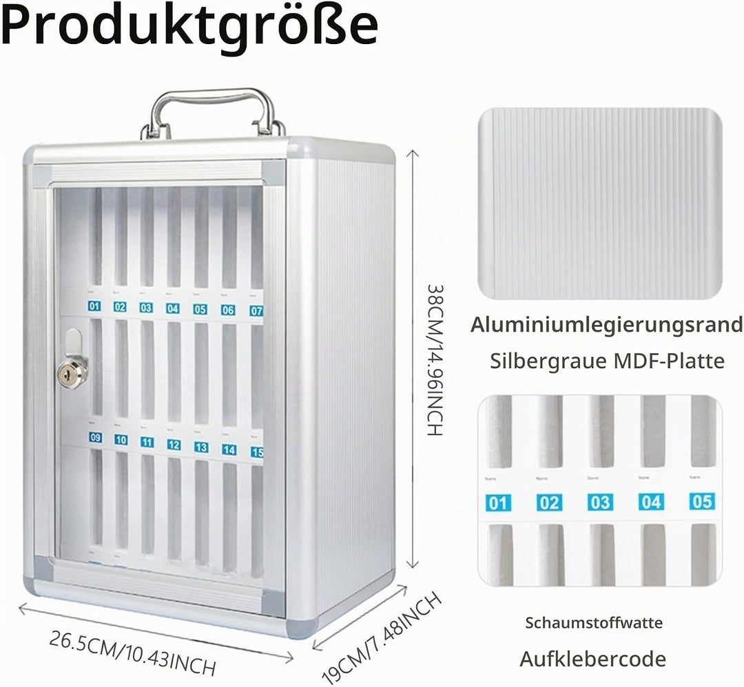 LVRUIEDS Handyaufbewahrung, Persönliche Aufbewahrungsbox Mit 12/15/20/25/30/40 Steckplätzen, Transpa