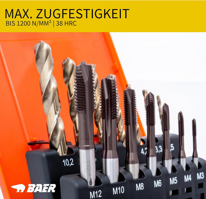 BAER UNiTap Gewindeschneider Set M3 - M12 HSSE inklusive Bohrpaste: Gewindebohrer Durchgangsloch | K