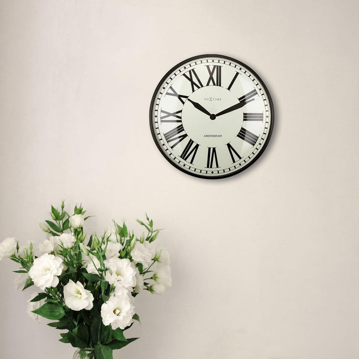 NeXtime Wanduhr Dia. 40cm - Metall Amsterdam Stil Uhrwerk One Size Silberfarben, One Size Silberfarb