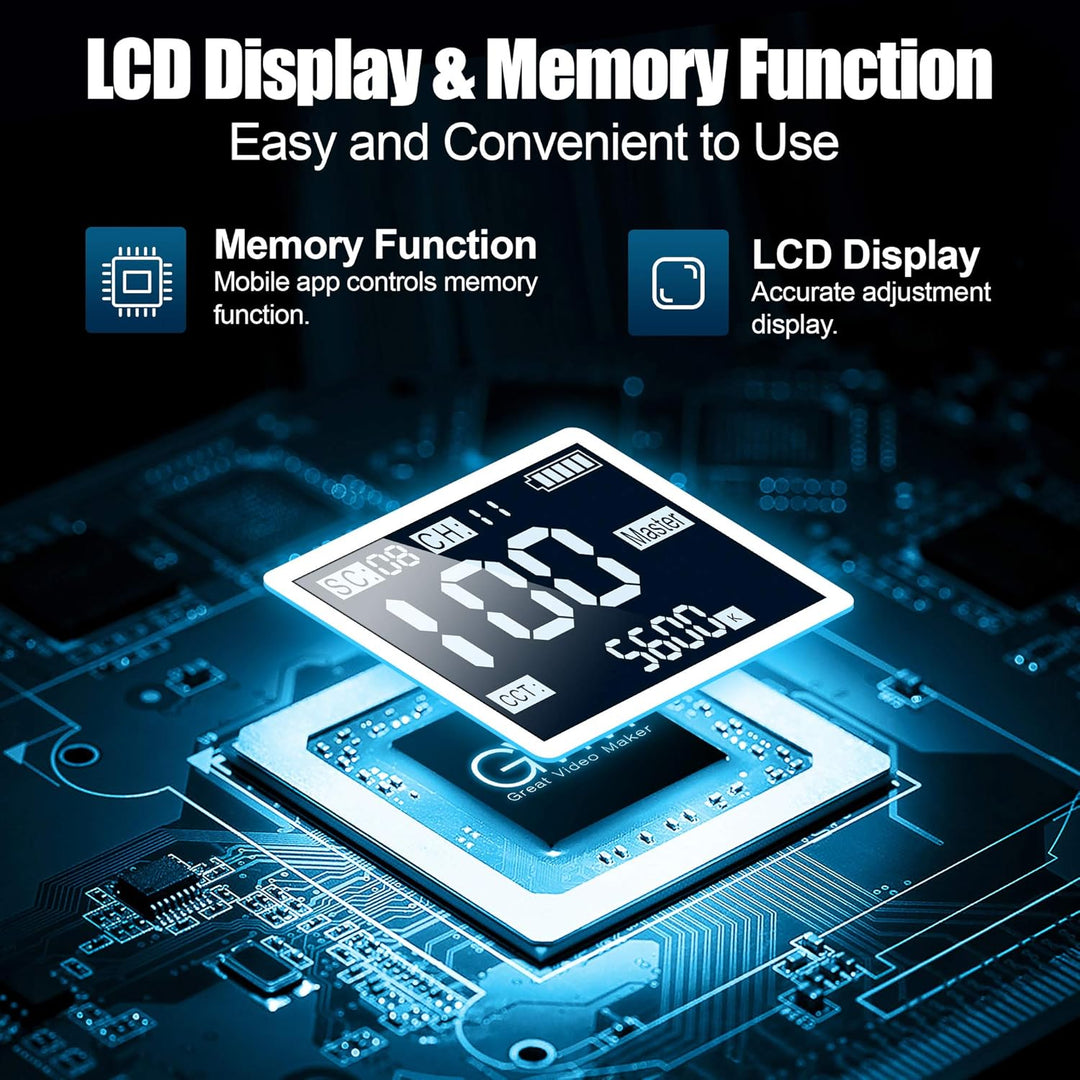 GVM RGB Videolicht Panel mit Lichtstativ Set, 2er Pack 50W LED Fotolicht mit APP Steuerung, 3200K-56