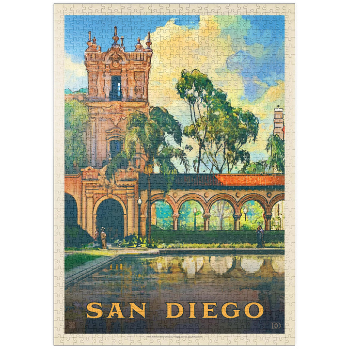 San Diego, CA: Balboa Park, Vintage Poster - Premium 1000 Teile Puzzle - MyPuzzle Sonderkollektion v