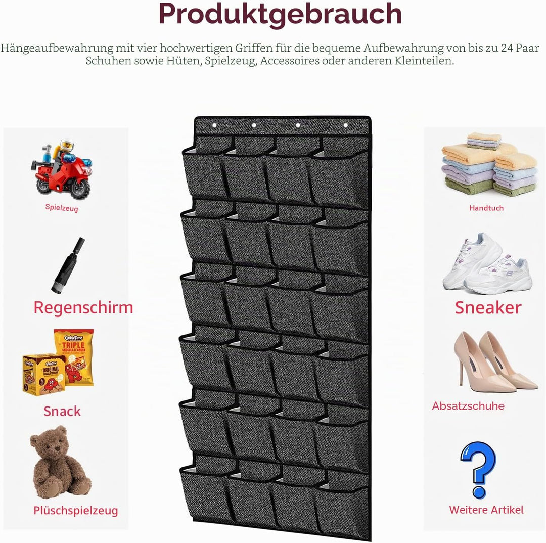 homyfort hängend Aufbewahrungstasche, Schuhaufbewahrung mit 24 Taschen, Ordnungssystem für die Tür,