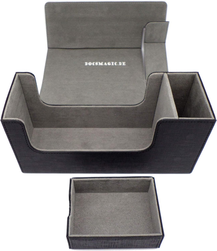 docsmagic.de Premium Magnetic Tray Long Box Black Small + 2 Flip Boxes - Schwarz Small + 2 Flip Boxe