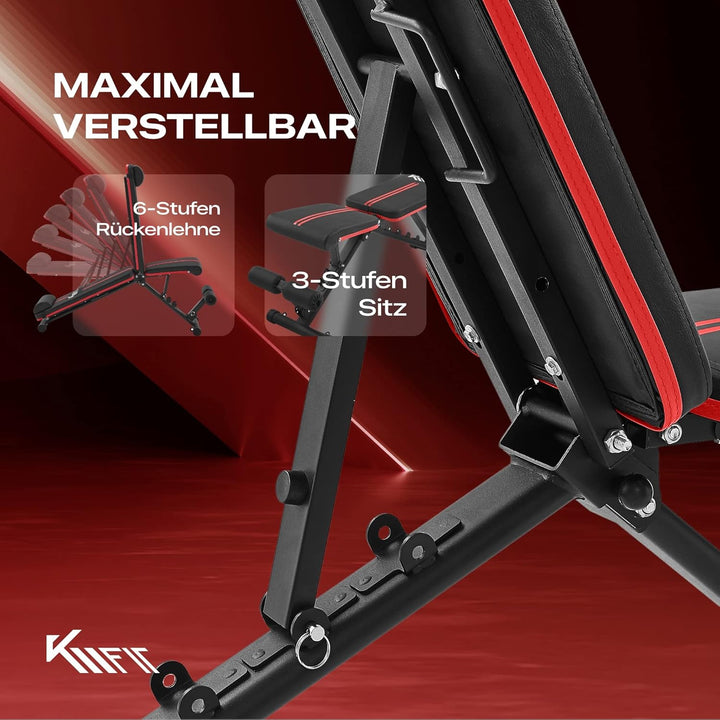 KM Fit klappbare Hantelbank Multifunktion Training Fitness Bank | 6-fach verstellbare Rückenlehne |