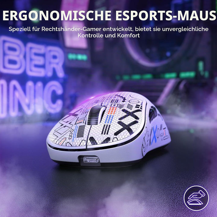 LexonElec HXSJ T700 Ultra-Light Wireless Gaming Mouse, Ergonomischer Formfaktor für Rechtshänder, BT