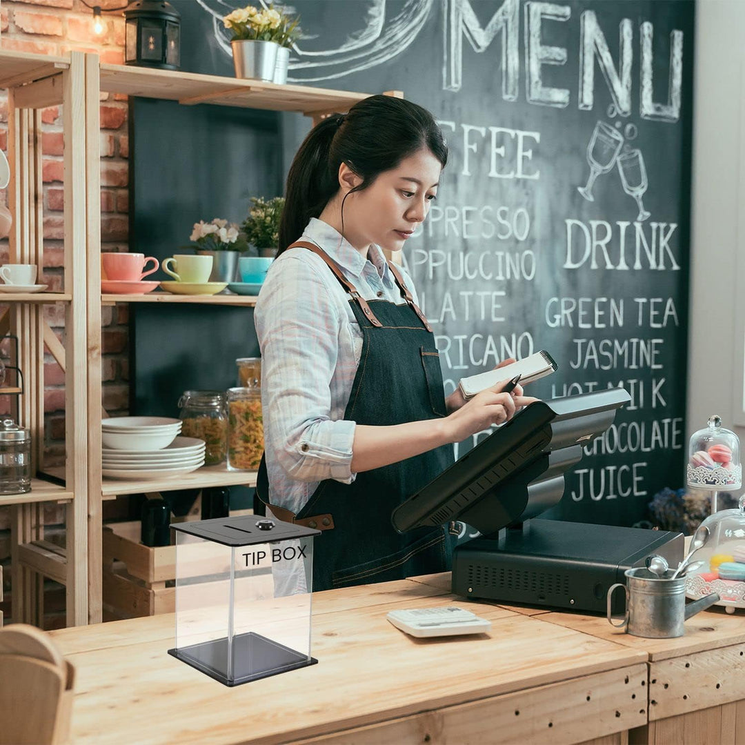 DISPLAY SALES Losbox aus Acrylglas | Aktionsbox mit Schloss | Spendenbox in 130 x 130 x 156 mm | Gel