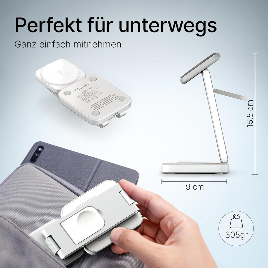3-in-1 MagSafe Ladegerät – hochwertiges Aluminium – Kabelloses Ladegerät für iPhone, Apple Watch und