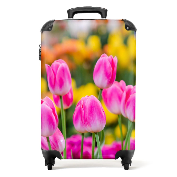 NoBoringSuitcases.com® Koffer Handgepäck Trolley Rollkoffer Kleine Reisekoffer mit 4 Rollen - Blumen