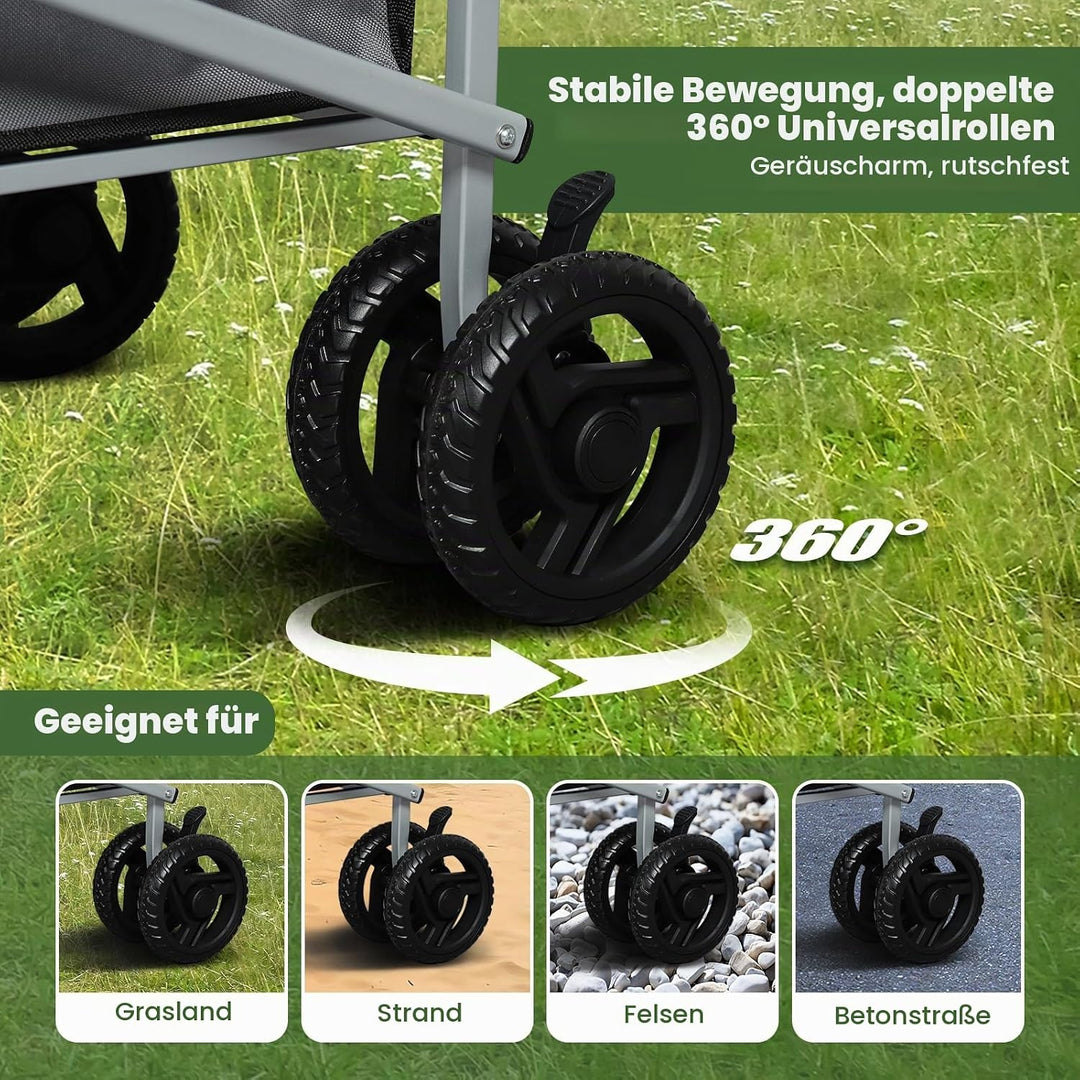 WOLTU Bollerwagen faltbar, Handwagen Transportwagen klappbar, Gartenwagen Strandwagen mit Bremsen Do