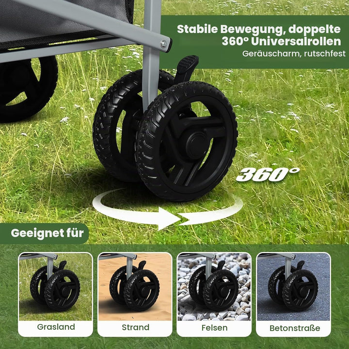 WOLTU Bollerwagen faltbar, Handwagen Transportwagen klappbar, Gartenwagen Strandwagen mit Bremsen Do