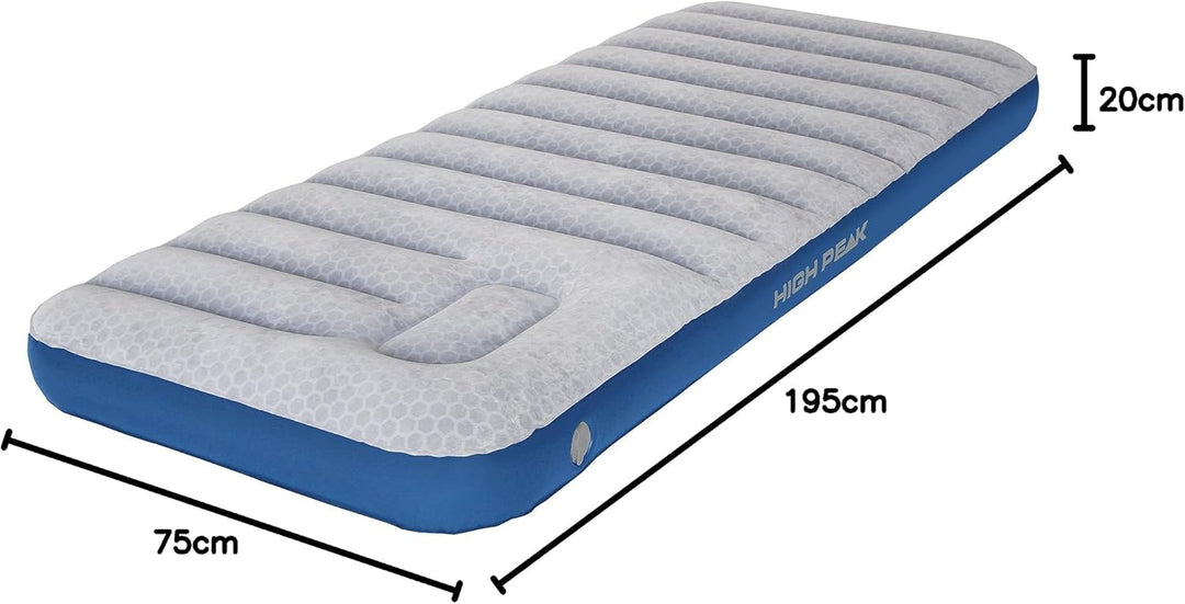 High Peak 40043 Unisex Cross Beam Single extra long Luftbett, mit integrierte Fusspumpe und Anti-Rut