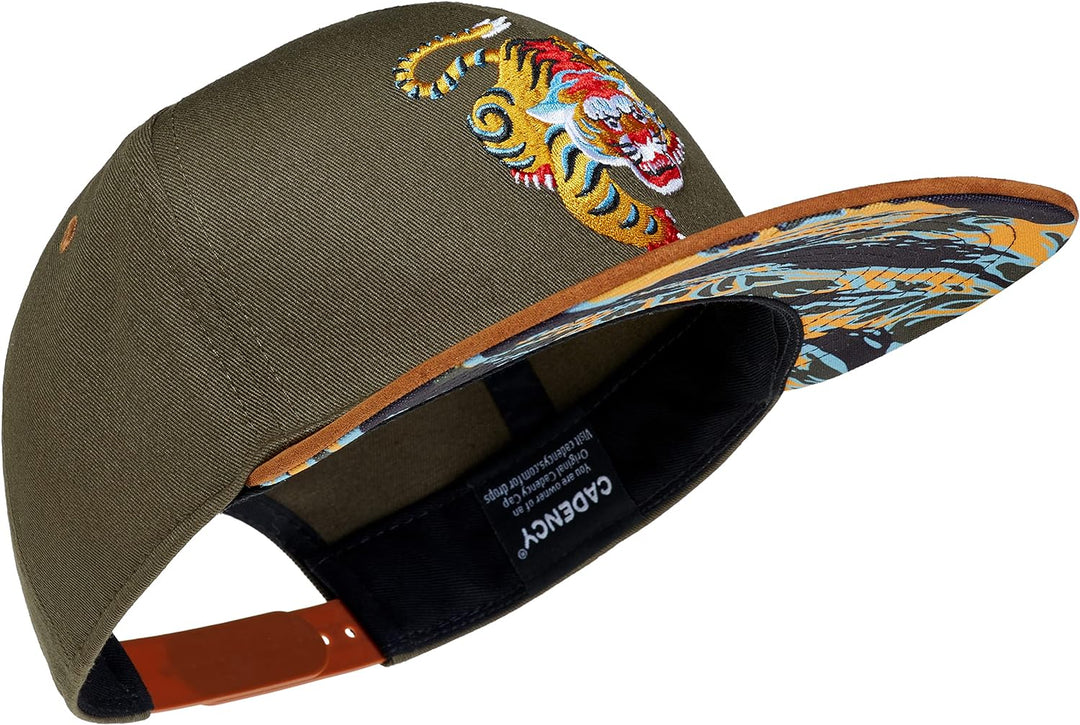 Cadency® Snapback Cap Asian Tiger, Unisex, Olive, Grössenverstellbar