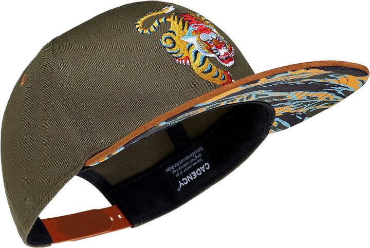 Cadency® Snapback Cap Asian Tiger, Unisex, Olive, Grössenverstellbar