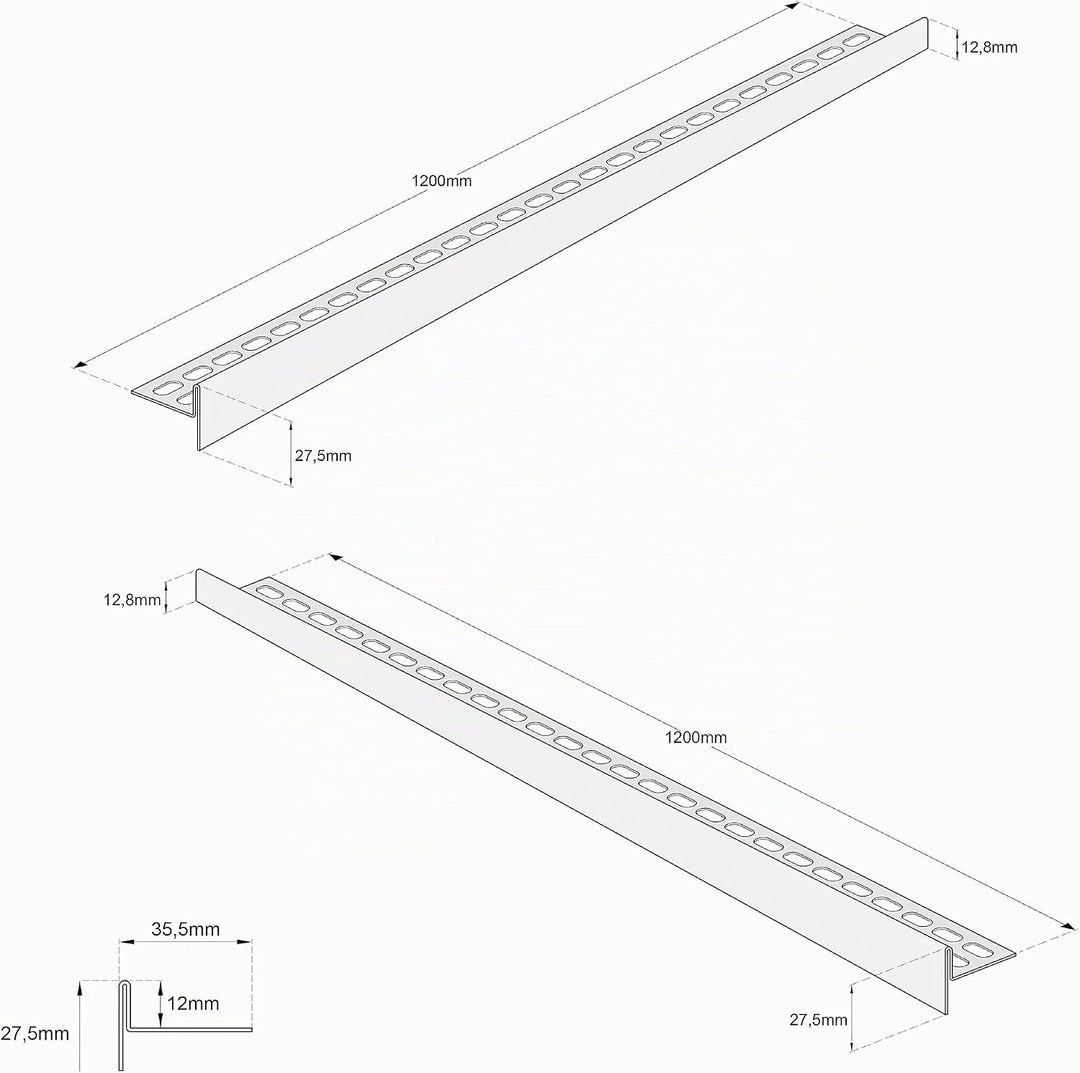 Aquabad Edelstahl Gefälleprofil Clive für begehbare Dusche 120cm, 1x paar (links und rechts), Kanten
