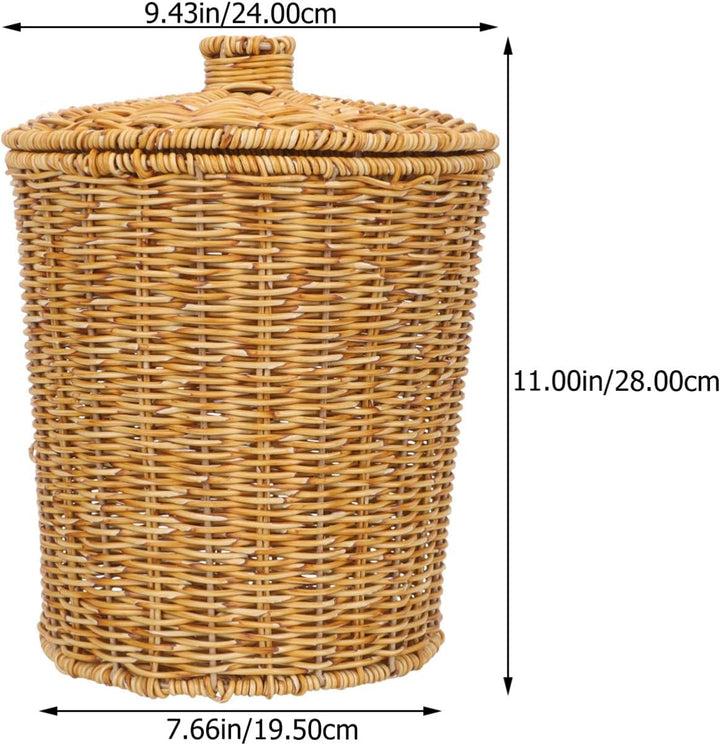 BESPORTBLE Geflochten Korb Aus Strohgeflecht Müllkorb Aus Weide Blumenkorb Aus Rattan Runder Papierk